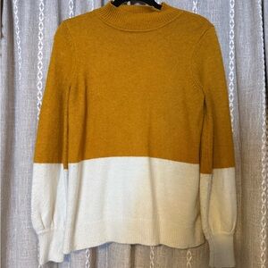 Michael Kors Mustard and White Turtleneck Sweater